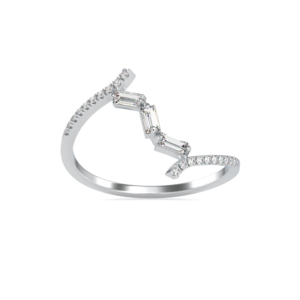 Half zig-zag Baguette Diamond Ring White Gold
