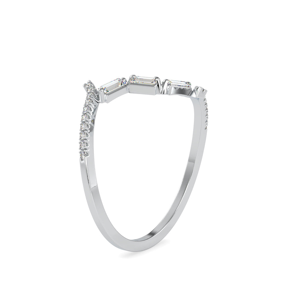 Half zig-zag Baguette Diamond Ring White Gold