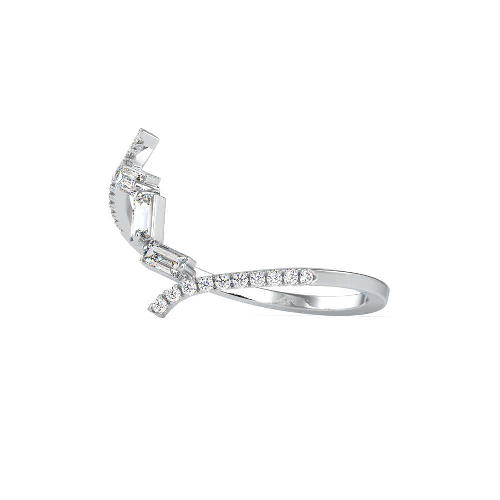 Half zig-zag Baguette Diamond Ring White Gold