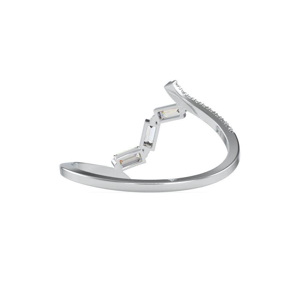 Half zig-zag Baguette Diamond Ring White Gold