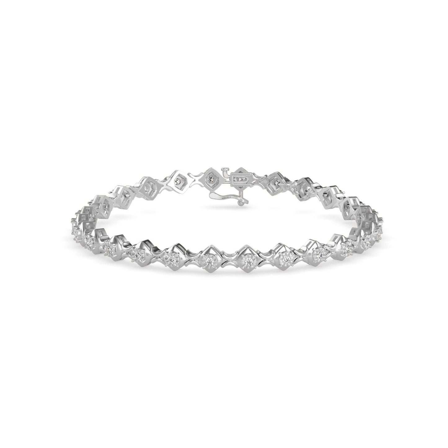 Diamond Bezer Tennis Bracelet Platinum