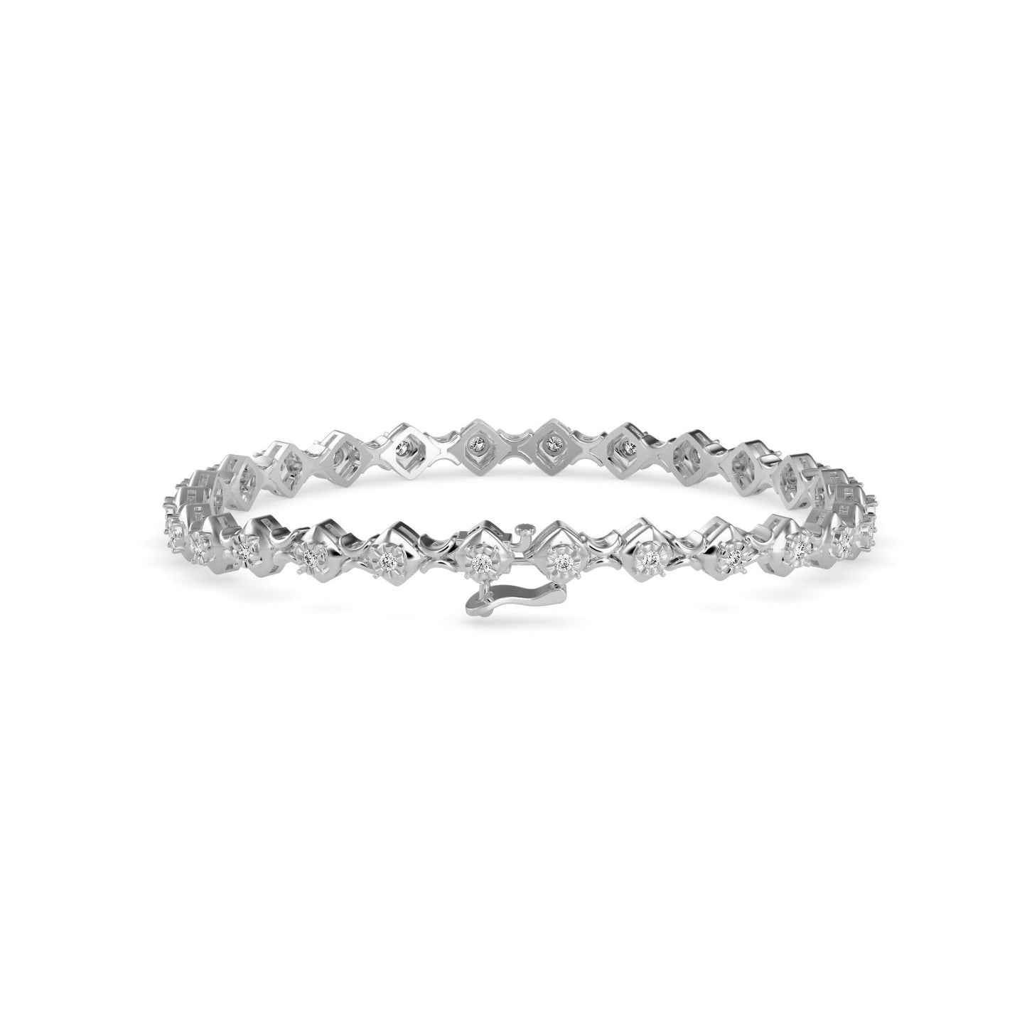Diamond Bezer Tennis Bracelet Platinum
