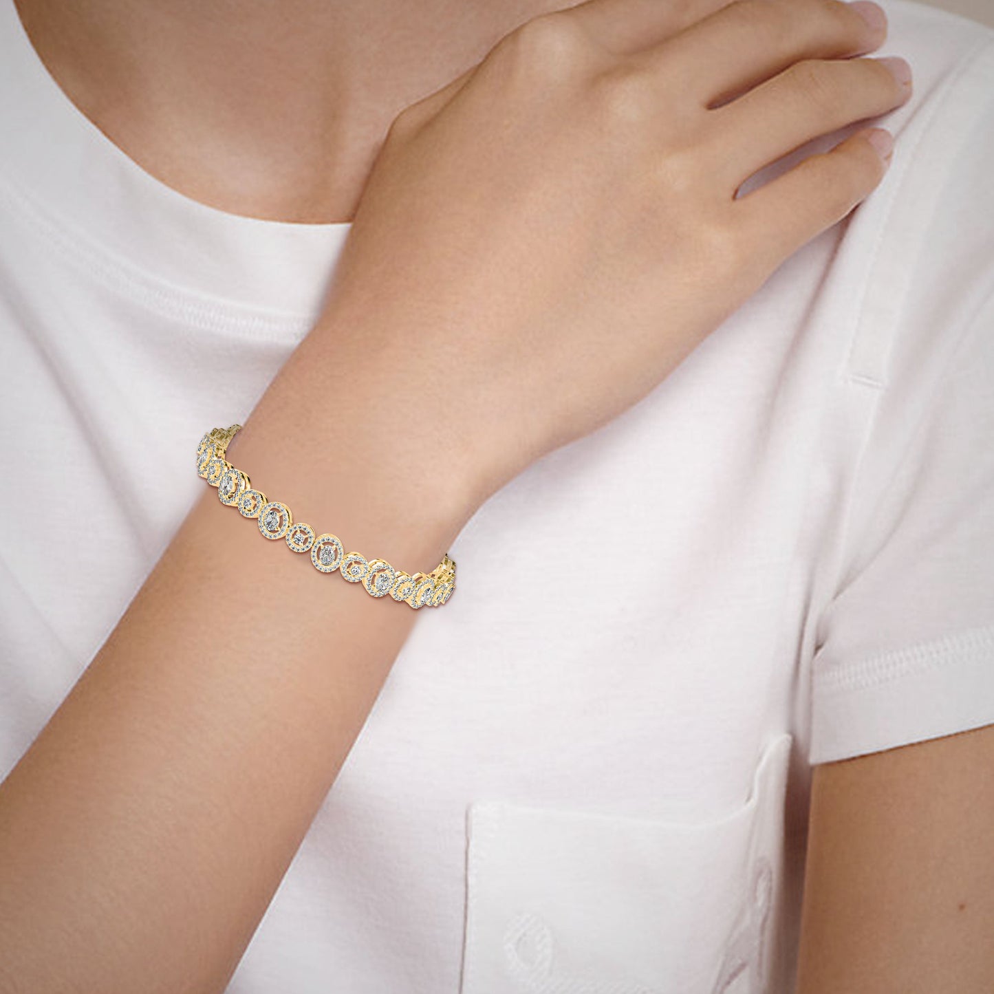 Ancient Tennis Diamond Bracelet Yellow Gold