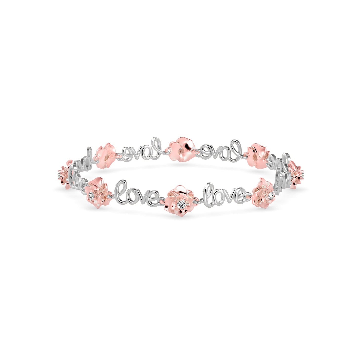 Love Diamond Tennis Bracelet Rose Gold