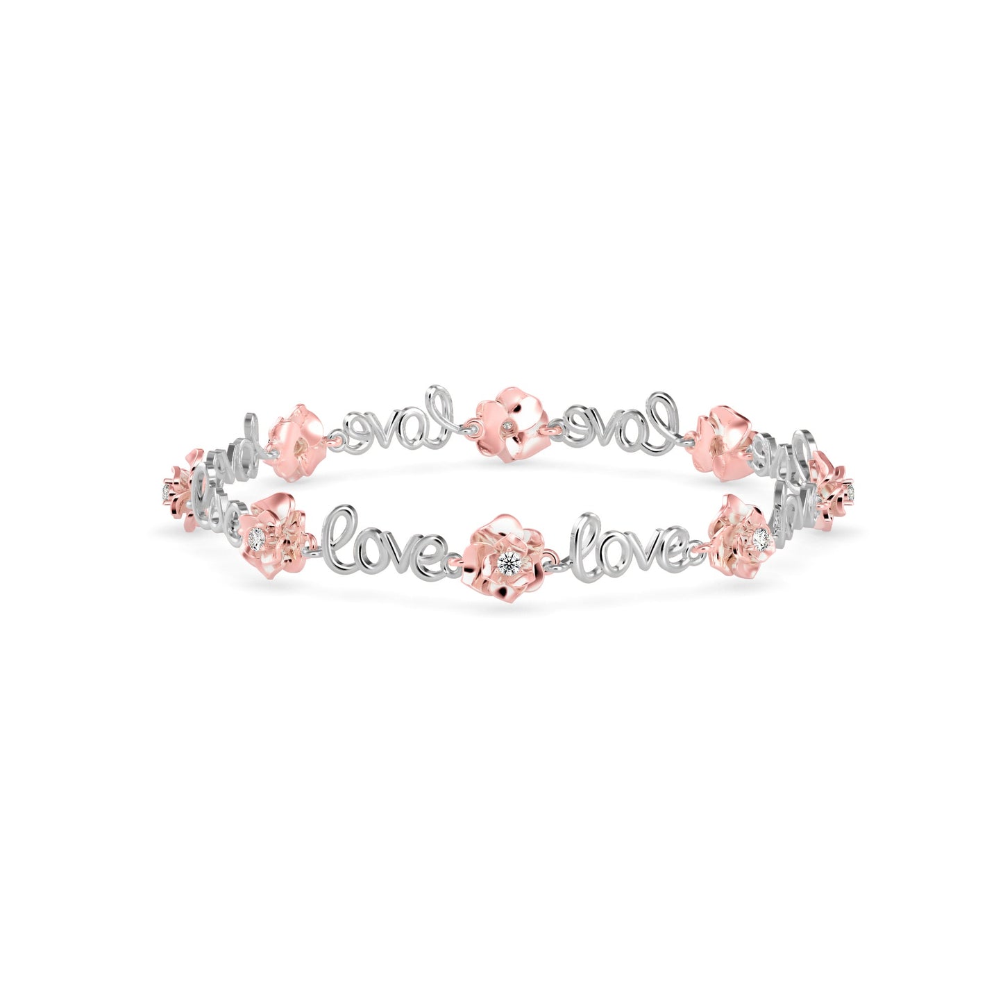 Love Diamond Tennis Bracelet Rose Gold