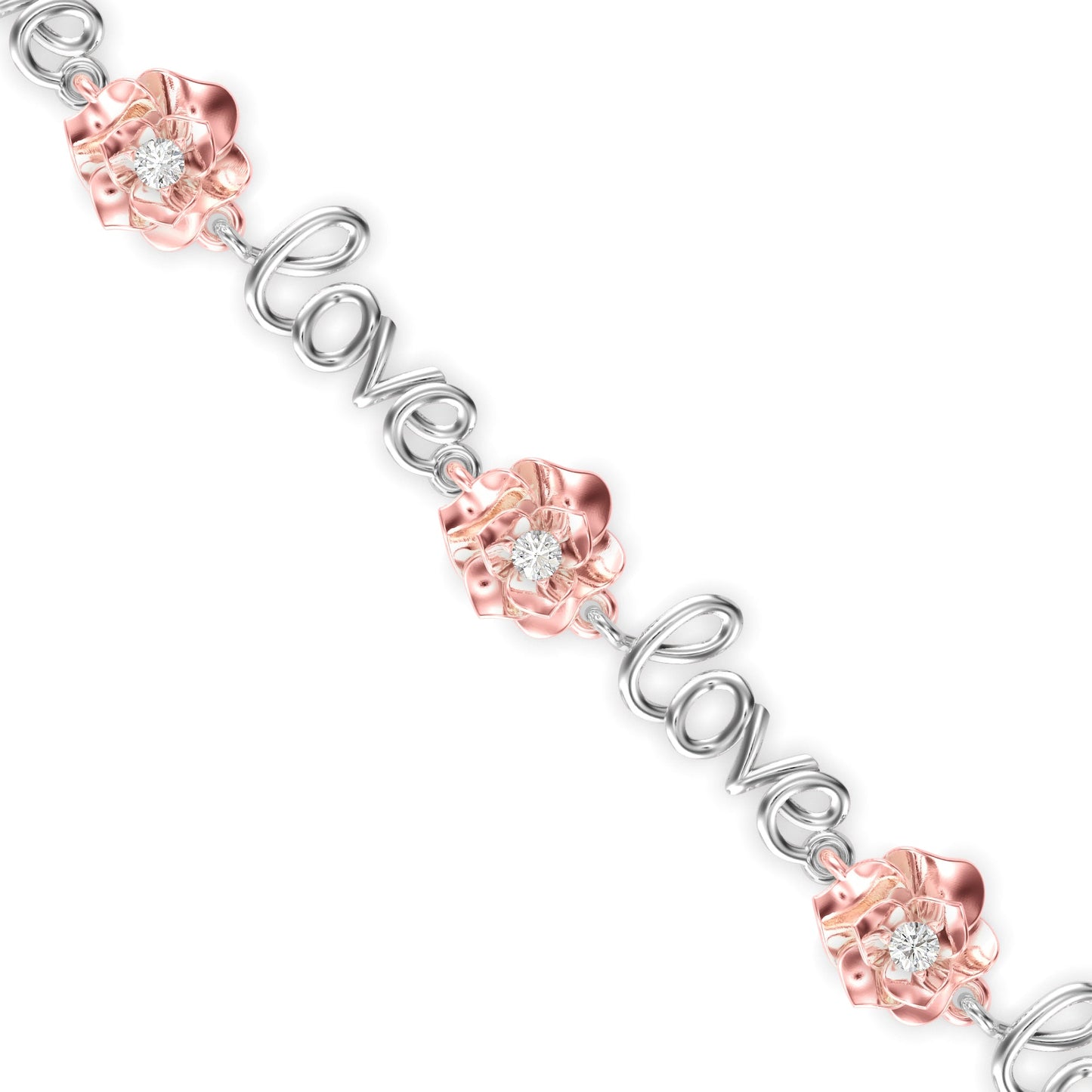 Love Diamond Tennis Bracelet Rose Gold
