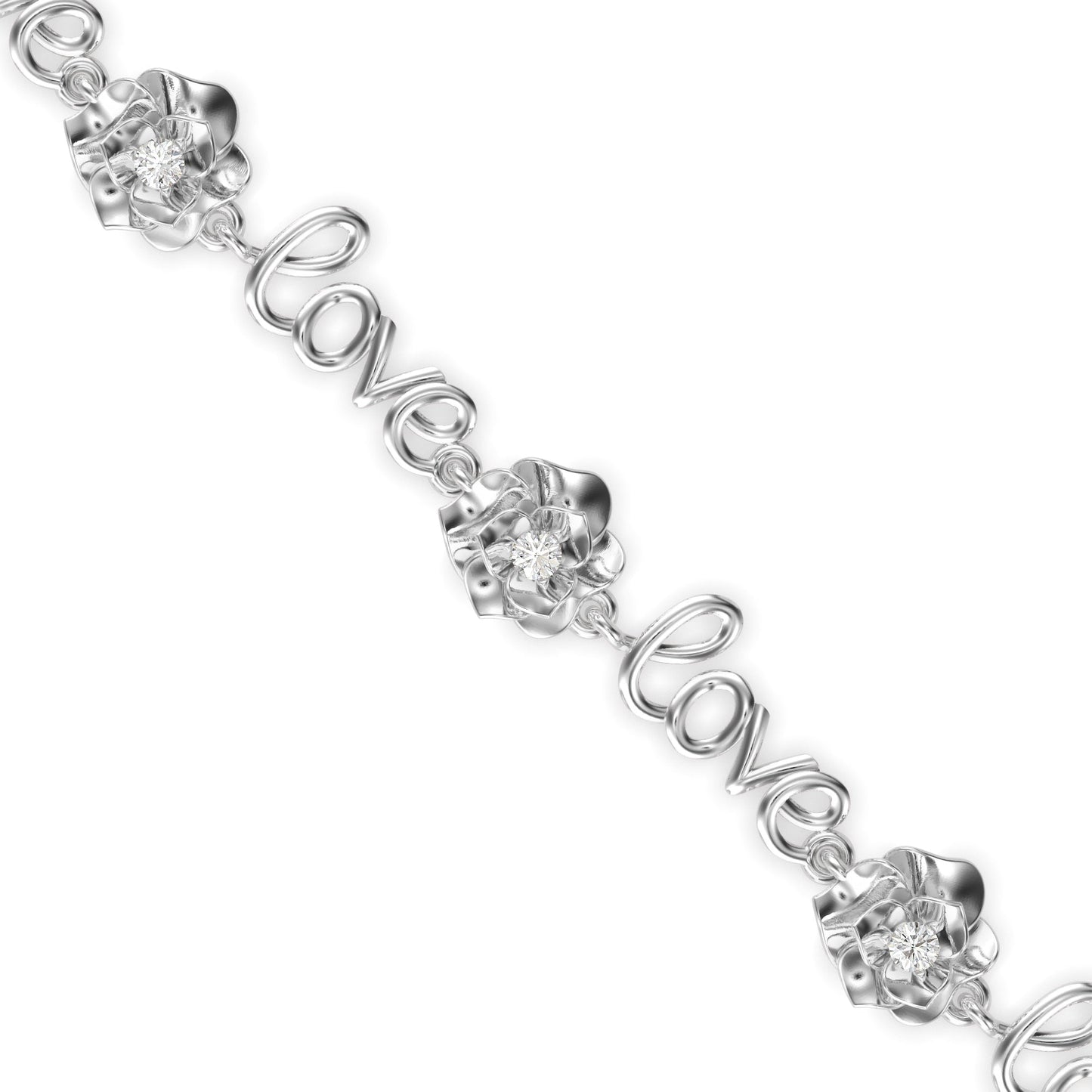 Love Diamond Tennis Bracelet White Gold