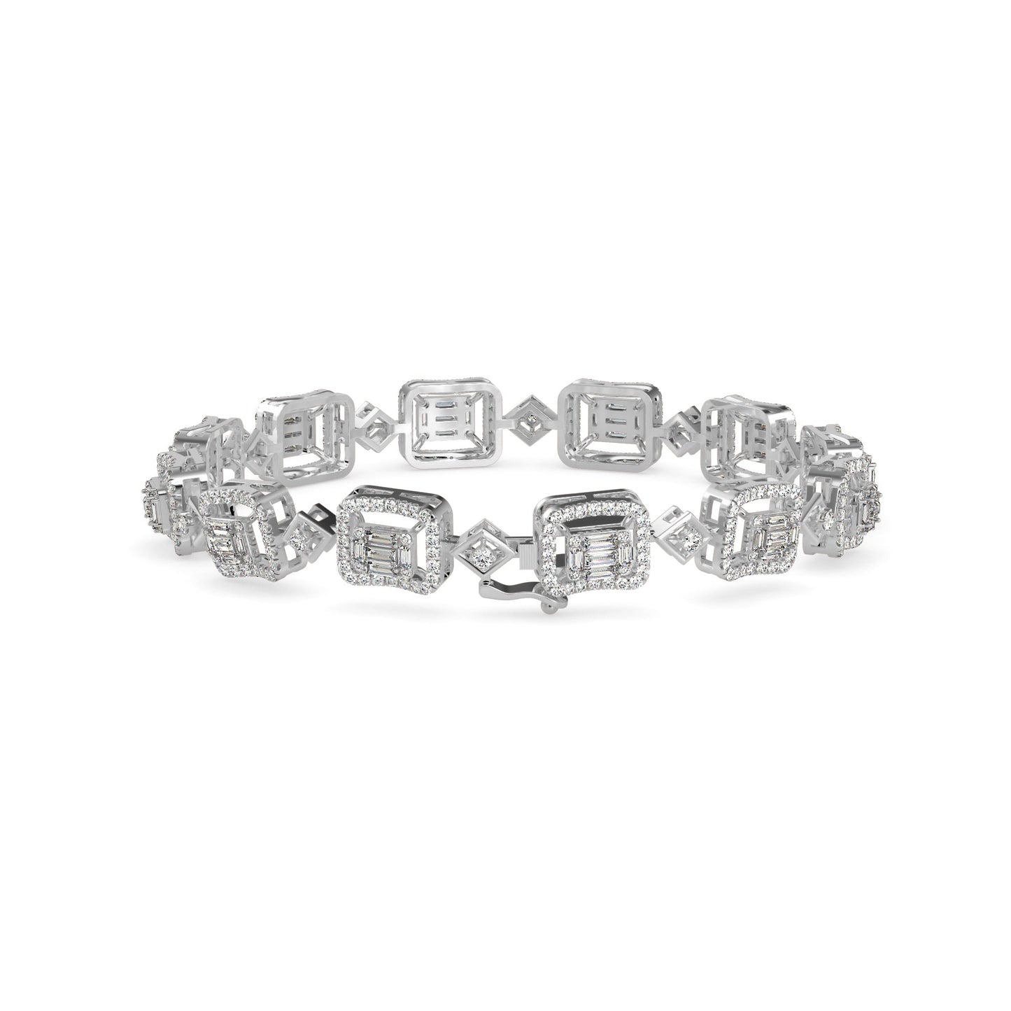 Plaids Tennis Diamond Bracelet Platinum