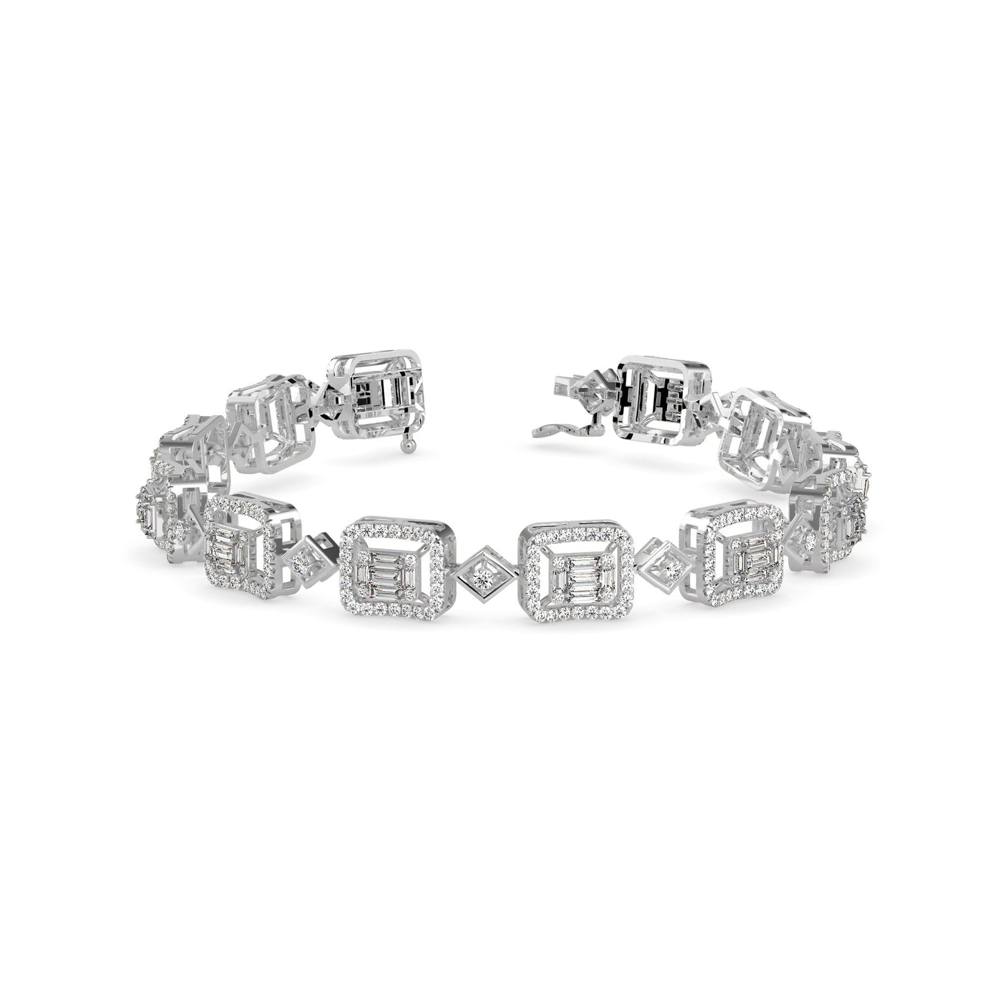 Plaids Tennis Diamond Bracelet Platinum