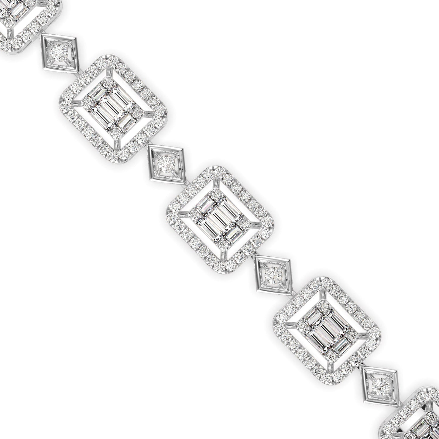 Plaids Tennis Diamond Bracelet Platinum