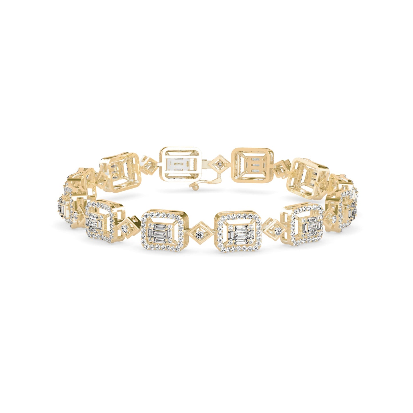 Plaids Tennis Diamond Bracelet Yellow Gold
