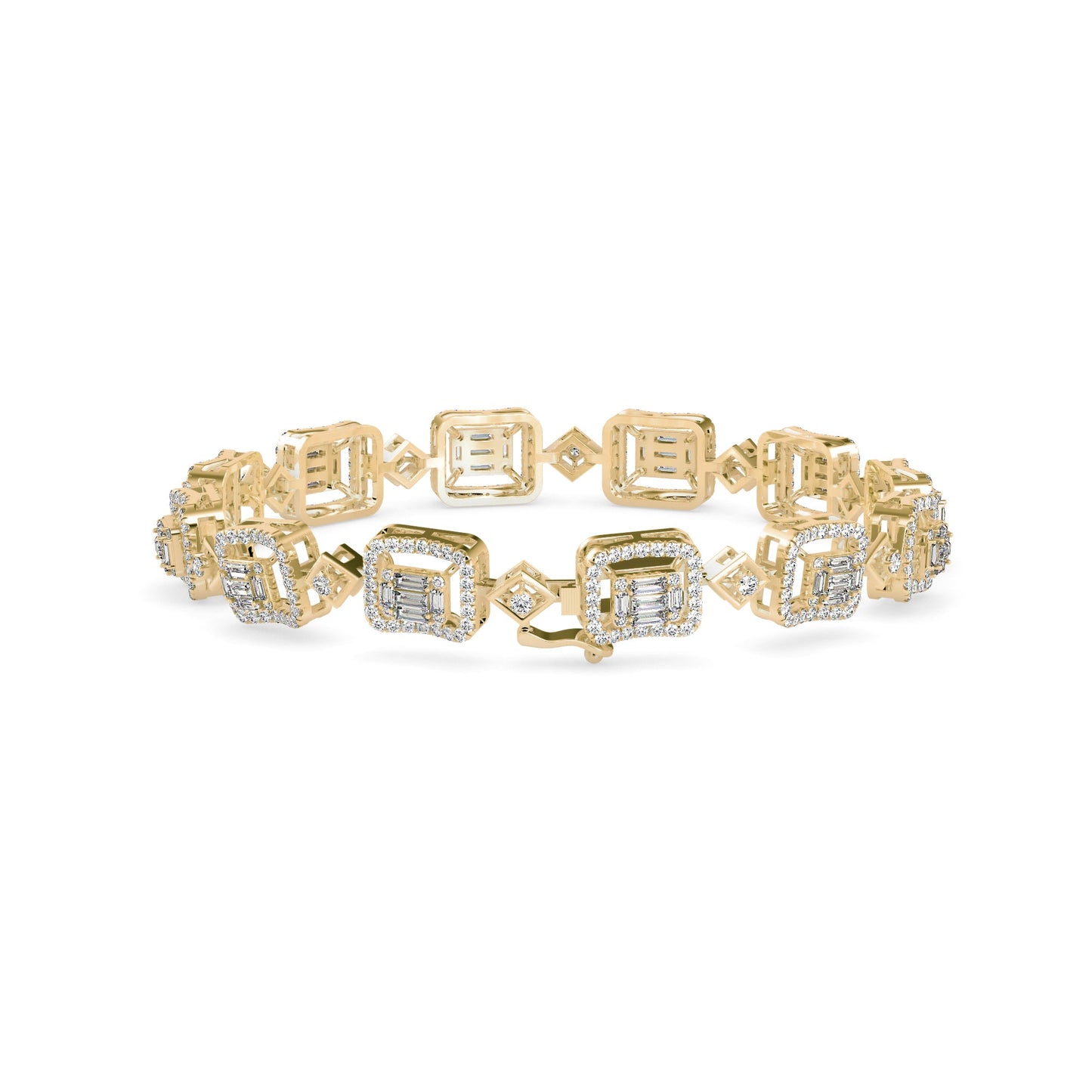 Plaids Tennis Diamond Bracelet Yellow Gold