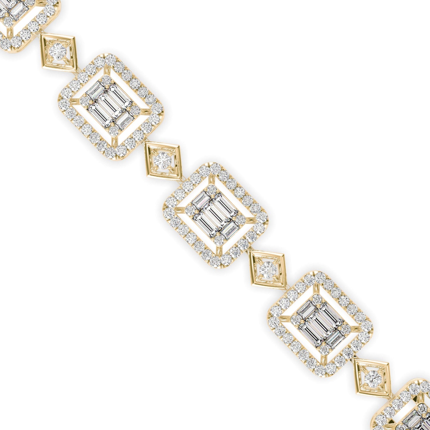Plaids Tennis Diamond Bracelet Yellow Gold