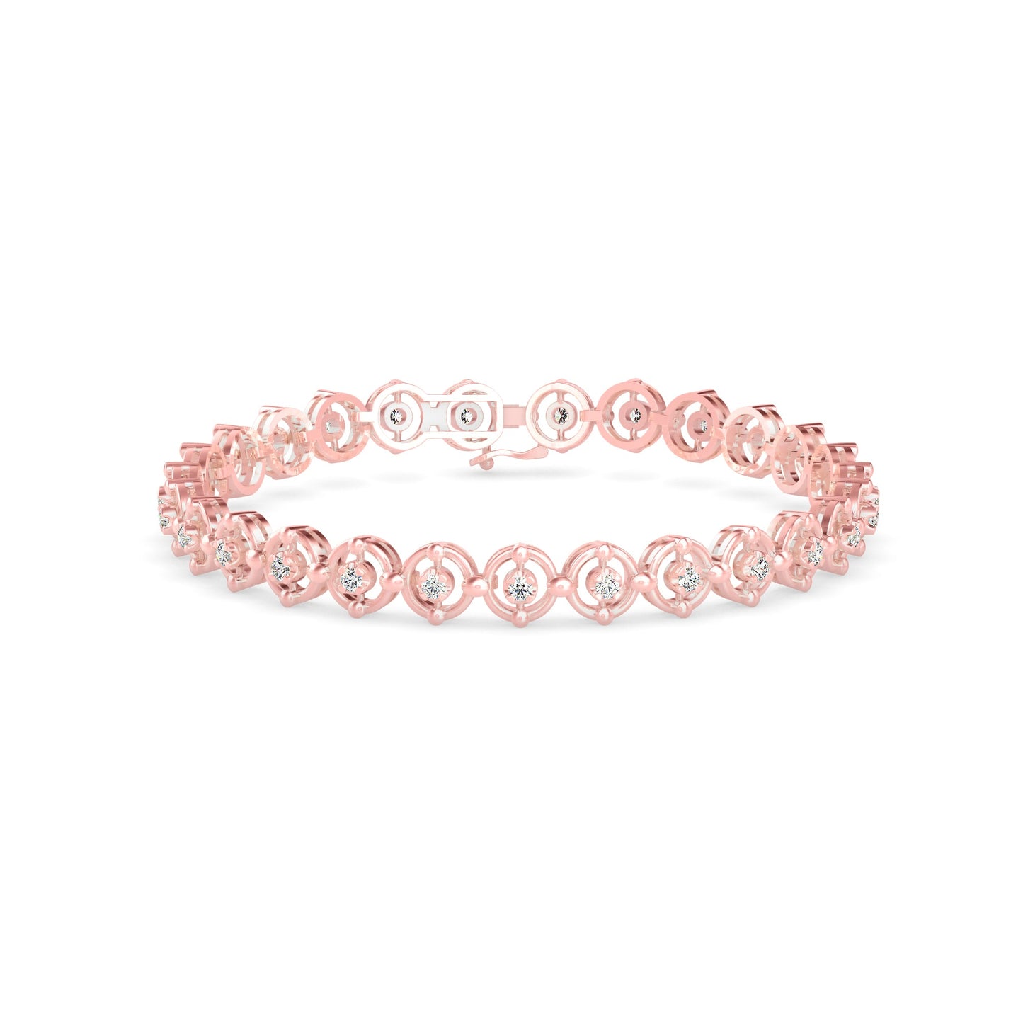 Gyrate Diamond Tennis Bracelet Rose Gold