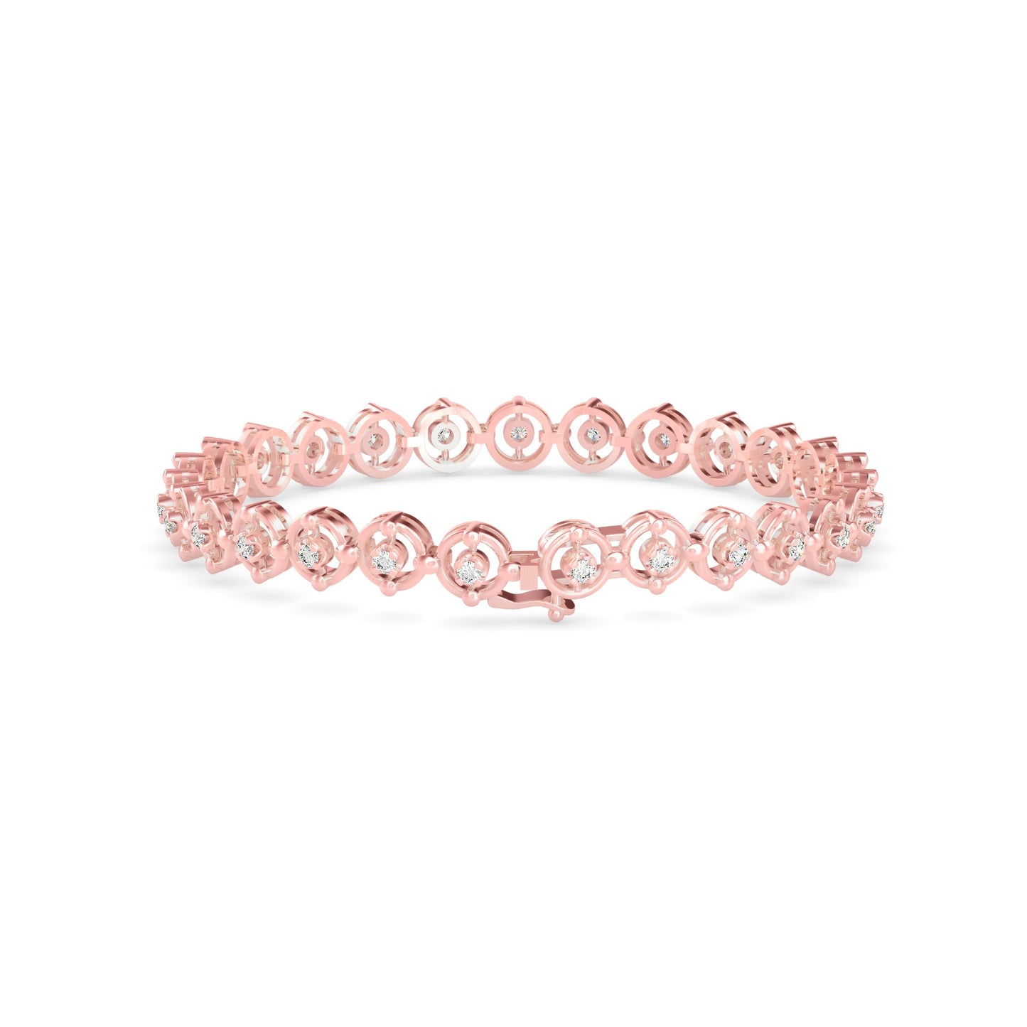 Gyrate Diamond Tennis Bracelet Rose Gold