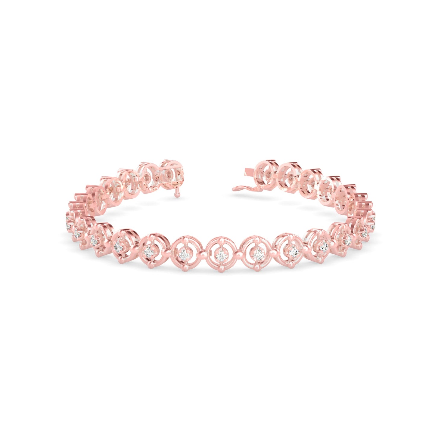 Gyrate Diamond Tennis Bracelet Rose Gold