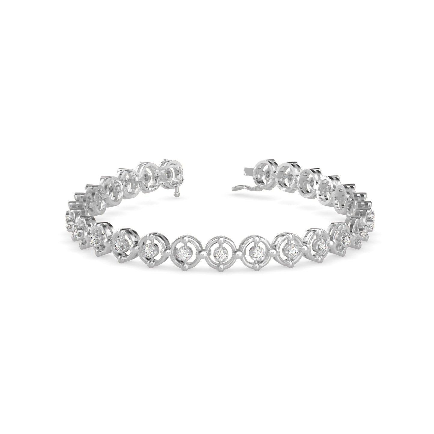Gyrate Diamond Tennis Bracelet Platinum