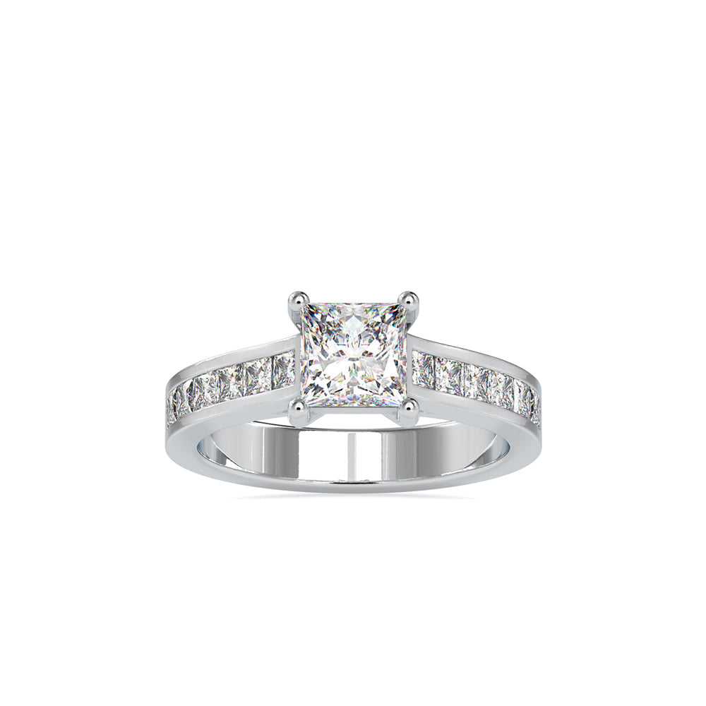 Gala Princess Prong Diamond Ring Platinum