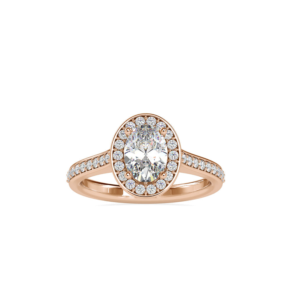 Tiara Halo Diamond Stone Ring Rose gold