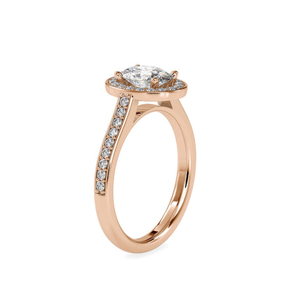 Tiara Halo Diamond Stone Ring Rose gold