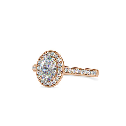 Tiara Halo Diamond Stone Ring Rose gold