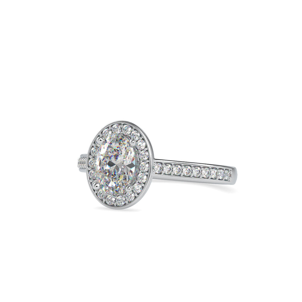 Tiara Halo Diamond Stone Ring Platinum