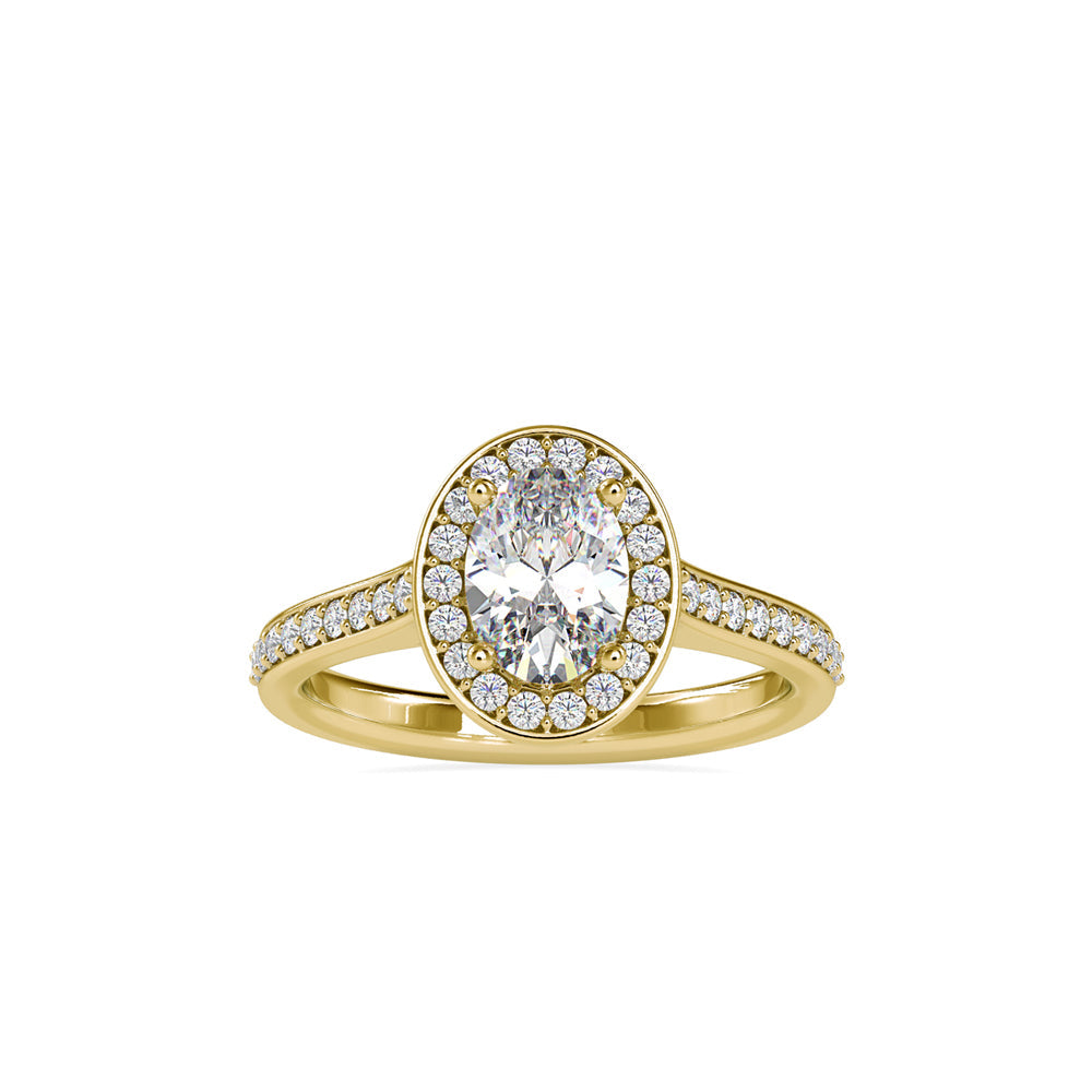 Tiara Halo Diamond Stone Ring Yellow gold