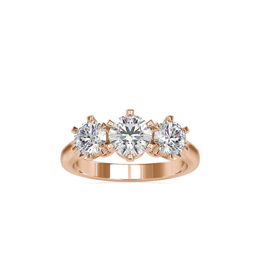 Hoary Three Stone Diamond Ring Rose gold