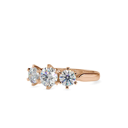 Hoary Three Stone Diamond Ring Rose gold