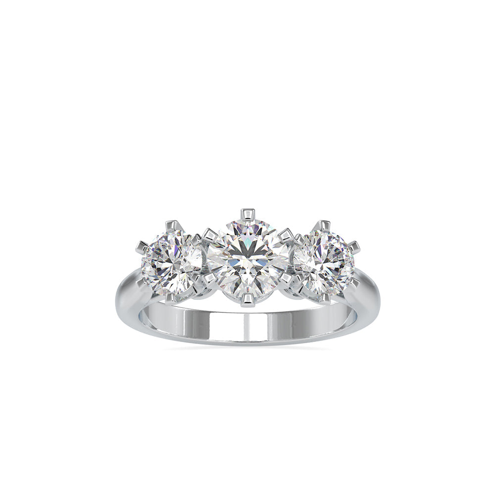 Hoary Three Stone Diamond Ring White gold