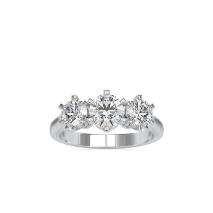 Hoary Three Stone Diamond Ring Platinum