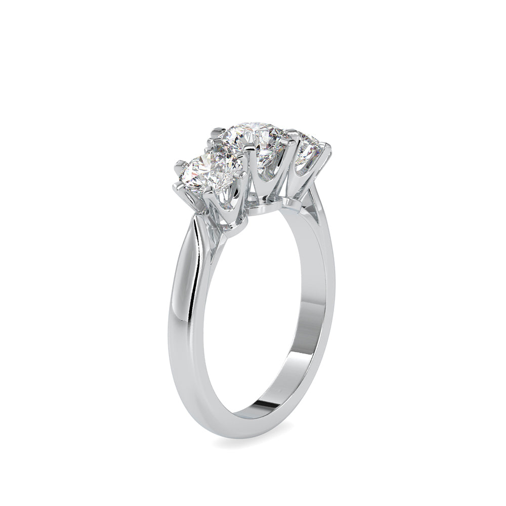 Hoary Three Stone Diamond Ring White gold