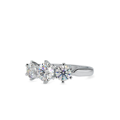 Hoary Three Stone Diamond Ring White gold