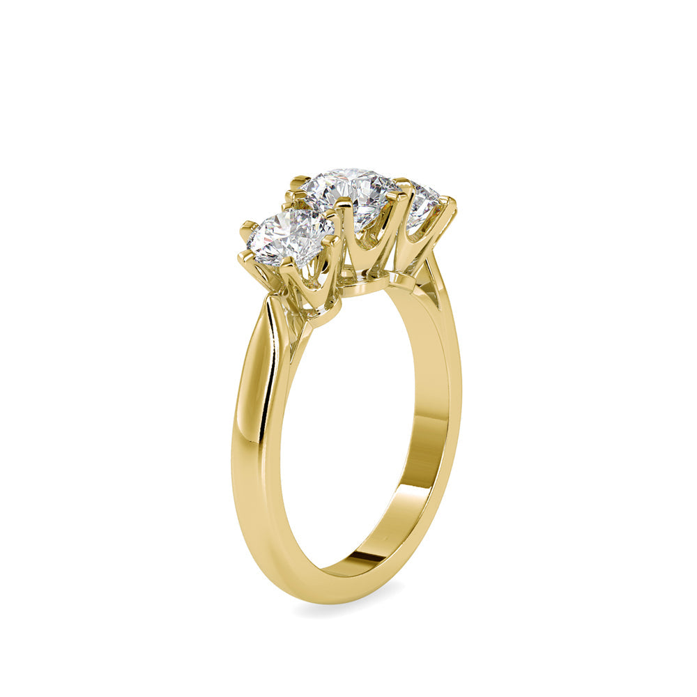 Hoary Three Stone Diamond Ring Yellow gold