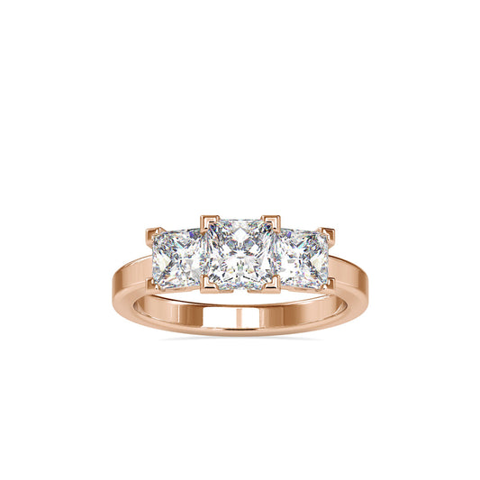 Three Chalkly Stone Diamond Ring Rose gold