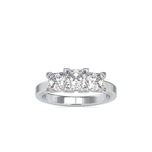 Three Chalkly Stone Diamond Ring White gold