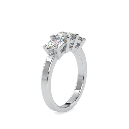 Three Chalkly Stone Diamond Ring White gold