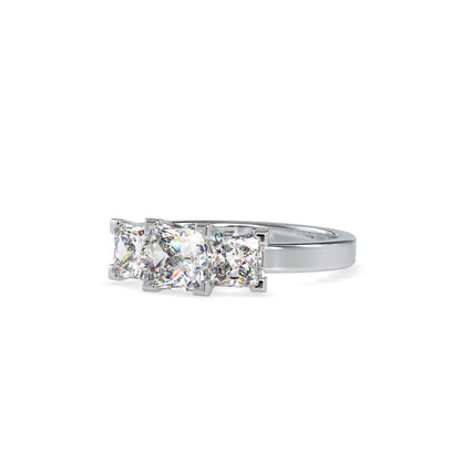 Three Chalkly Stone Diamond Ring White gold