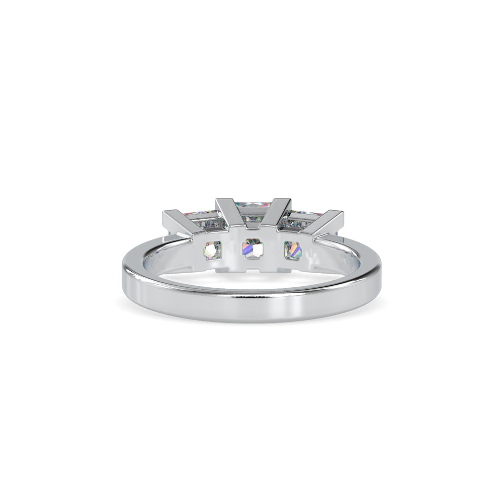 Three Chalkly Stone Diamond Ring White gold