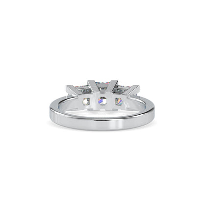 Three Chalkly Stone Diamond Ring White gold