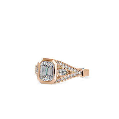 Dea Emerald Stone Diamond Ring Rose gold