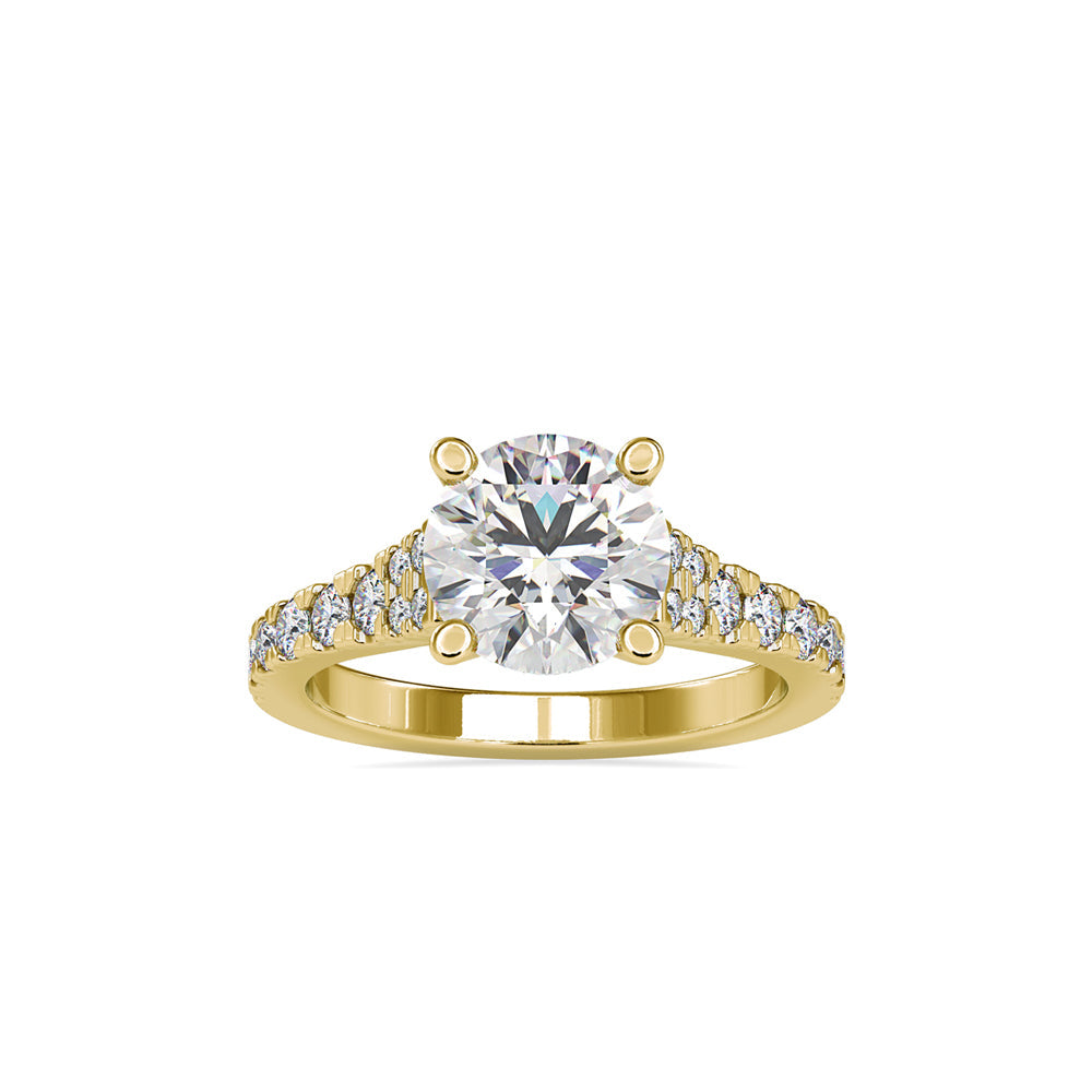 Prision Prong Round Diamond Ring Yellow gold