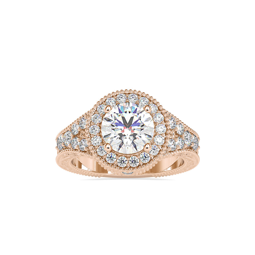 Majesty Halo Diamond Ring Rose gold