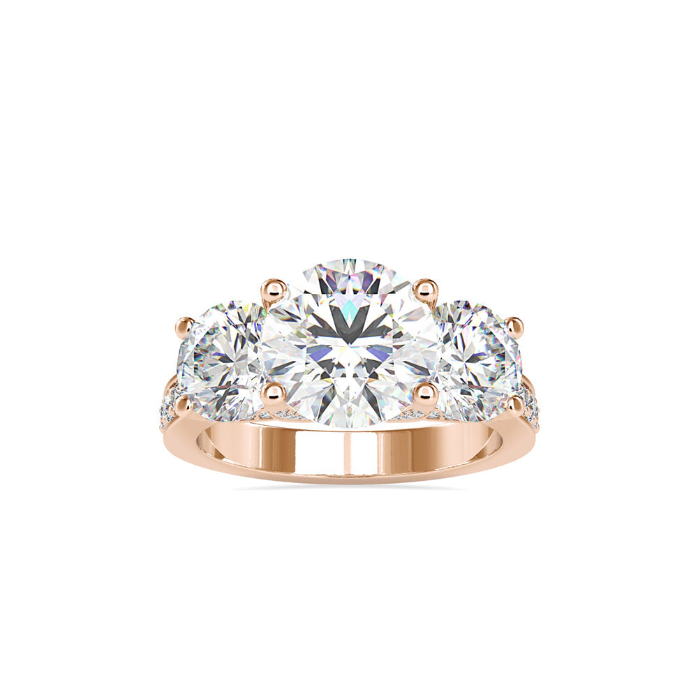 Daisy 3 Stone Diamond Engagement Ring Rose gold