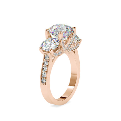 Daisy 3 Stone Diamond Engagement Ring Rose gold