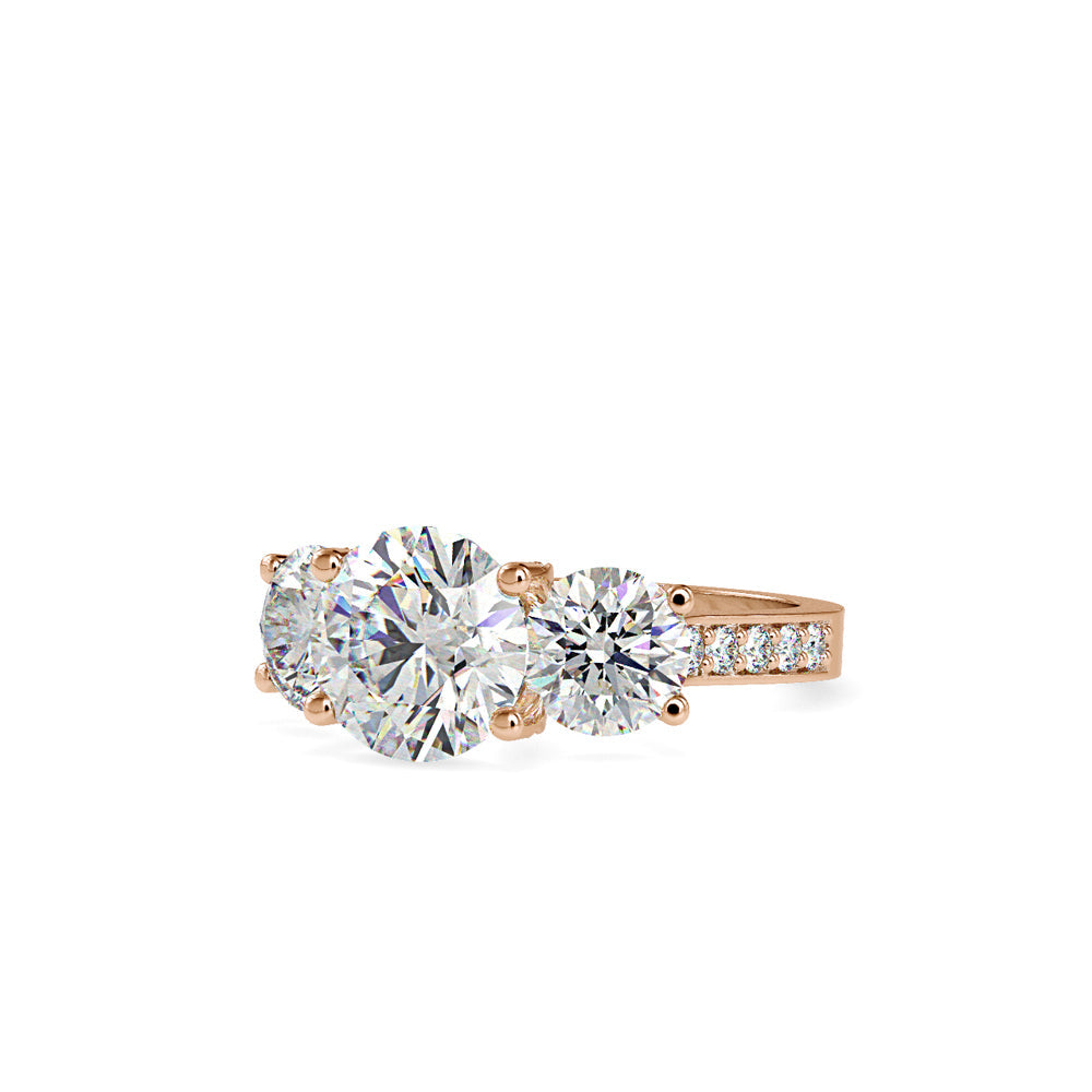 Daisy 3 Stone Diamond Engagement Ring Rose gold