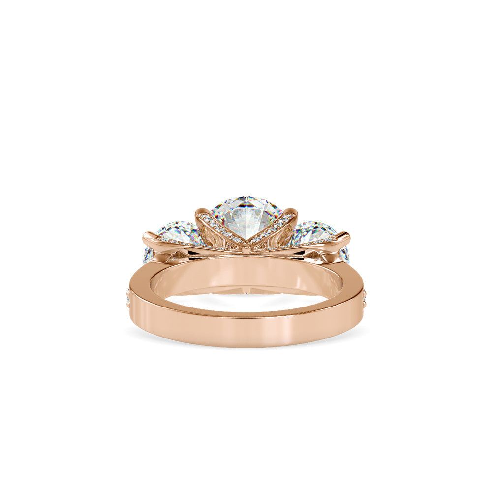 Daisy 3 Stone Diamond Engagement Ring Rose gold