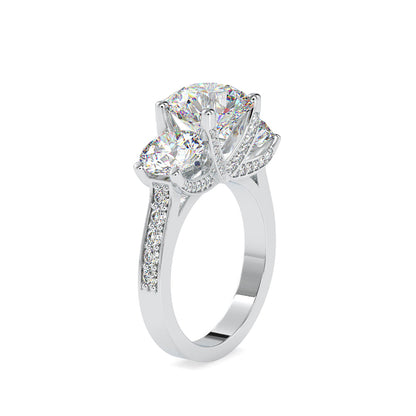 Daisy 3 Stone Diamond Engagement Ring White gold