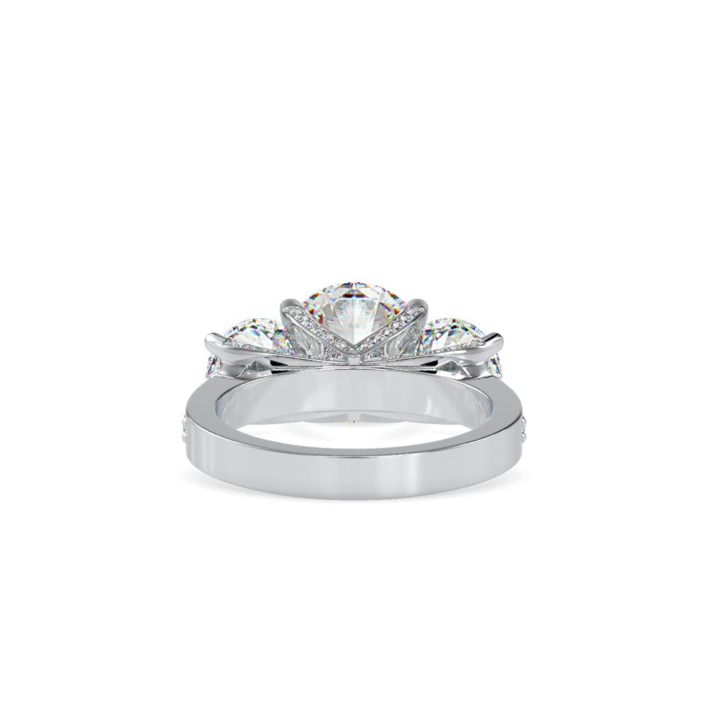 Daisy 3 Stone Diamond Engagement Ring Platinum