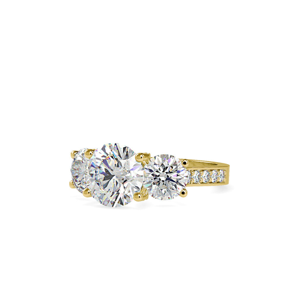 Daisy 3 Stone Diamond Engagement Ring Yellow gold